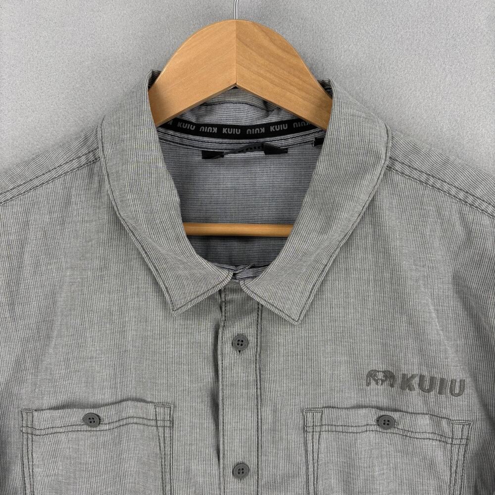 Kuiu Shirt Mens XL Gray Stripe Long Sleeve Button Up Stretch Woven Outdoors - Picture 2 of 16